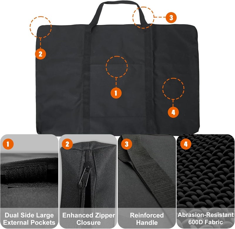 Cupohus Waterproof Art Portfolio Bag 25" x 37" for 24" x 36" Artworks with Outer Pockets and Handle, Student Carrying Storage Bag - Image 2